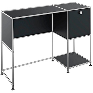 viasit System4 Schreibtisch schwarz rechteckig, Rundrohrgestell silber 116,0 x 41,0 cm von viasit