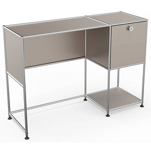 viasit System4 Schreibtisch taupe rechteckig, Rundrohrgestell silber 116,0 x 41,0 cm von viasit