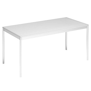 viasit System4 Schreibtisch transparent rechteckig, 4-Fuß-Gestell chrom 160,0 x 80,0 cm von viasit