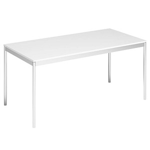viasit System4 Schreibtisch weiß rechteckig, 4-Fuß-Gestell chrom 160,0 x 80,0 cm von viasit