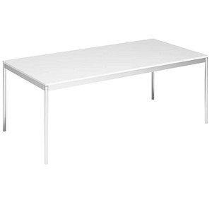 viasit System4 Schreibtisch weiß rechteckig, 4-Fuß-Gestell chrom 200,0 x 100,0 cm von viasit