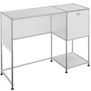 viasit System4 Schreibtisch weiß rechteckig, Rundrohrgestell silber 116,0 x 41,0 cm von viasit