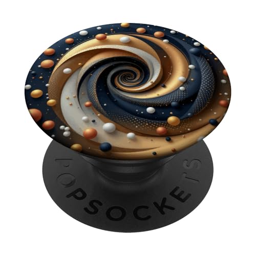 Abstrakte Fibonacci-Spirale in Blau, Gold und Weiß PopSockets Klebender PopGrip Abstrakte Fibonacci-Spirale in Blau, Gold und Weiß PopSockets Klebender PopGrip von vickybragomitchell