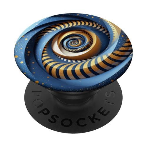 Abstrakte Fibonacci-Spirale in Blau, Gold und Weiß PopSockets Klebender PopGrip Abstrakte Fibonacci-Spirale in Blau, Gold und Weiß PopSockets Klebender PopGrip von vickybragomitchell