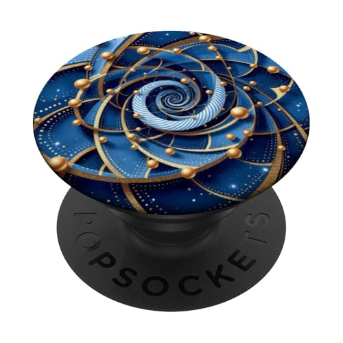 Abstrakte Fibonacci-Spirale in Blau, Weiß und Gold PopSockets Klebender PopGrip Abstrakte Fibonacci-Spirale in Blau, Weiß und Gold PopSockets Klebender PopGrip von vickybragomitchell