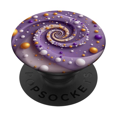 Abstrakte Fibonacci-Spirale in Lila, Gold und Weiß PopSockets Klebender PopGrip Abstrakte Fibonacci-Spirale in Lila, Gold und Weiß PopSockets Klebender PopGrip von vickybragomitchell