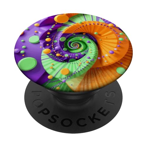 Abstrakte Fibonacci-Spirale in Lila, Grün und Orange PopSockets Klebender PopGrip Abstrakte Fibonacci-Spirale in Lila, Grün und Orange PopSockets Klebender PopGrip von vickybragomitchell
