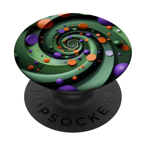 Abstrakte Fibonacci-Spirale in Lila, Orange und Grün PopSockets Klebender PopGrip Abstrakte Fibonacci-Spirale in Lila, Orange und Grün PopSockets Klebender PopGrip von vickybragomitchell