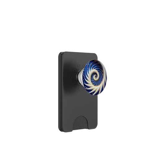 Abstrakte geometrische Fibonacci-Spirale in Blau, Gold und Weiß PopSockets PopWallet für MagSafe von vickybragomitchell