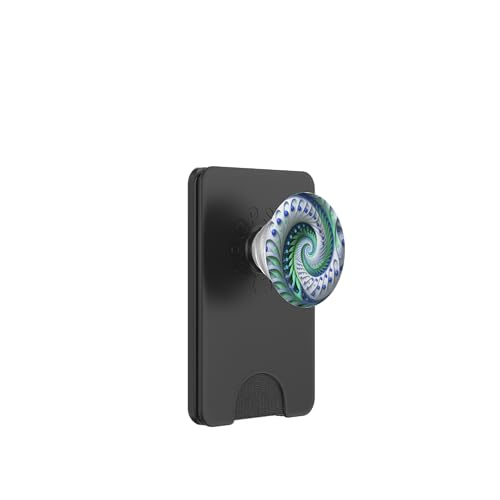 Blau Grün Weiß Fibonacci Spirale PopSockets PopWallet für MagSafe von vickybragomitchell