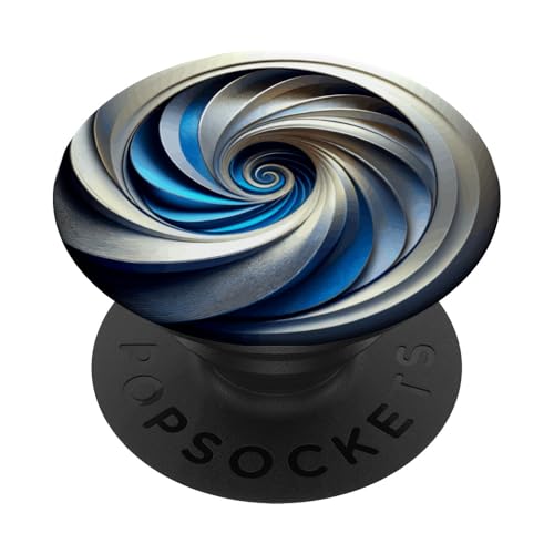 Blau Silber Weiß Fibonacci Spirale PopSockets Klebender PopGrip von vickybragomitchell