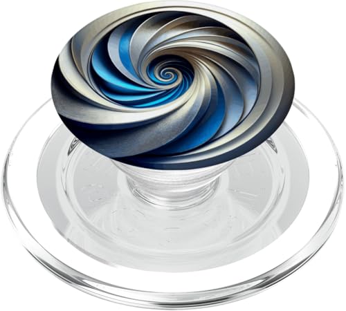 Blau Silber Weiß Fibonacci Spirale PopSockets PopGrip für MagSafe von vickybragomitchell