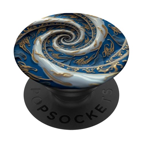 Blau Weißgold Fibonacci Spirale PopSockets Klebender PopGrip von vickybragomitchell