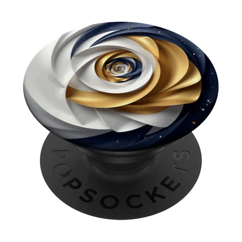 Blau Weißgold Fibonacci Spirale PopSockets Klebender PopGrip von vickybragomitchell