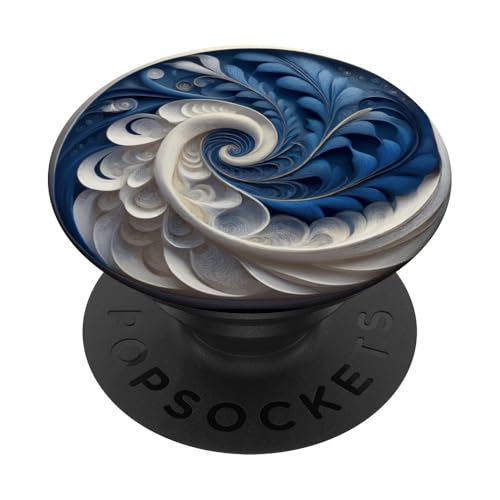 Blaue und weiße Fibonacci-Spirale PopSockets Klebender PopGrip von vickybragomitchell
