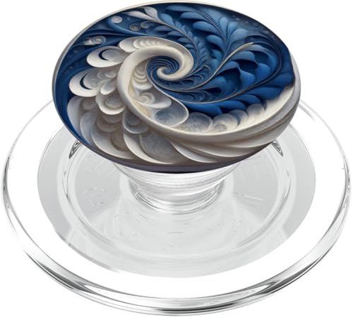 Blaue und weiße Fibonacci-Spirale PopSockets PopGrip für MagSafe von vickybragomitchell