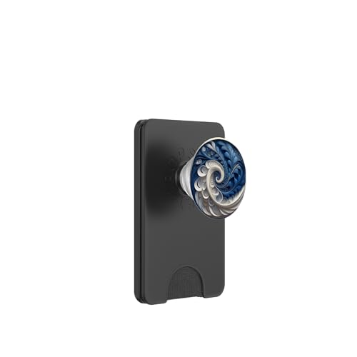 Blaue und weiße Fibonacci-Spirale PopSockets PopWallet für MagSafe von vickybragomitchell