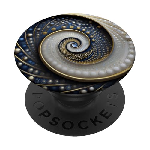 Fibonacci Spirale in Silber, Gold, Weiß und Mitternachtsblau PopSockets Klebender PopGrip Fibonacci Spirale in Silber, Gold, Weiß und Mitternachtsblau PopSockets Klebender PopGrip von vickybragomitchell