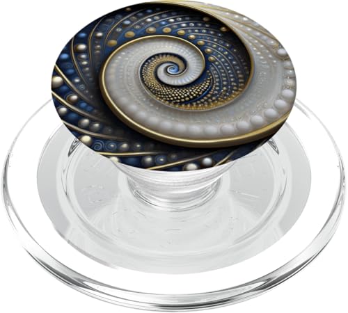 Fibonacci Spirale in Silber, Gold, Weiß und Mitternachtsblau PopSockets PopGrip für MagSafe Fibonacci Spirale in Silber, Gold, Weiß und Mitternachtsblau PopSockets PopGrip für MagSafe von vickybragomitchell