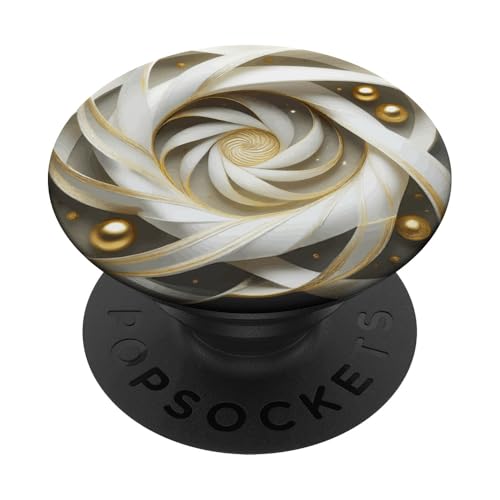 Gold und Weiß Fibonacci Spirale PopSockets Klebender PopGrip von vickybragomitchell