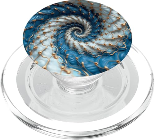 Heilige Geometrie Fibonacci Spirale in Blau, Gold und Weiß PopSockets PopGrip für MagSafe von vickybragomitchell