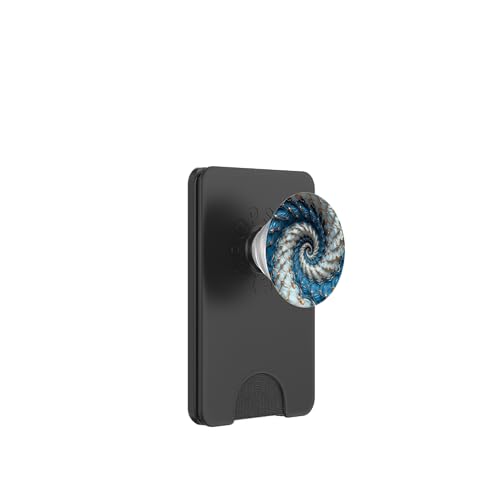 Heilige Geometrie Fibonacci Spirale in Blau, Gold und Weiß PopSockets PopWallet für MagSafe von vickybragomitchell