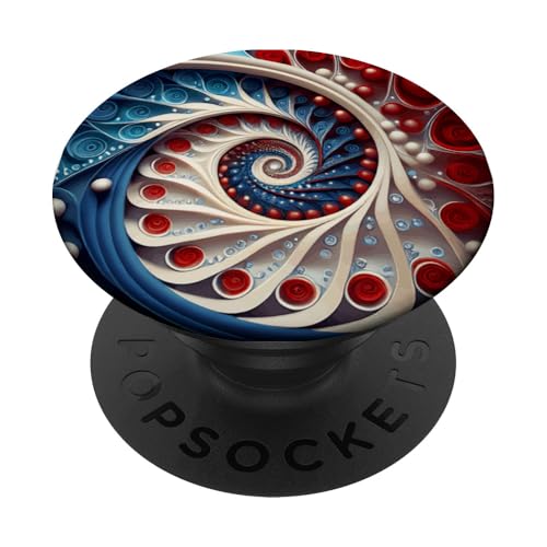 Rot Blau Weiß Fibonacci Spirale PopSockets Klebender PopGrip von vickybragomitchell