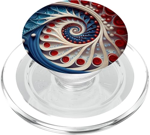 Rot Blau Weiß Fibonacci Spirale PopSockets PopGrip für MagSafe von vickybragomitchell