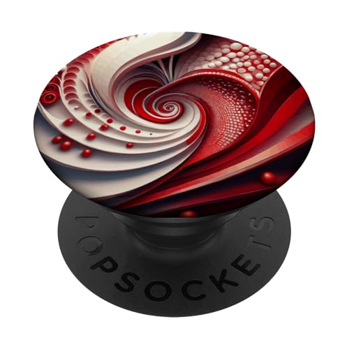 Rote und weiße Fibonacci-Spirale PopSockets Klebender PopGrip von vickybragomitchell