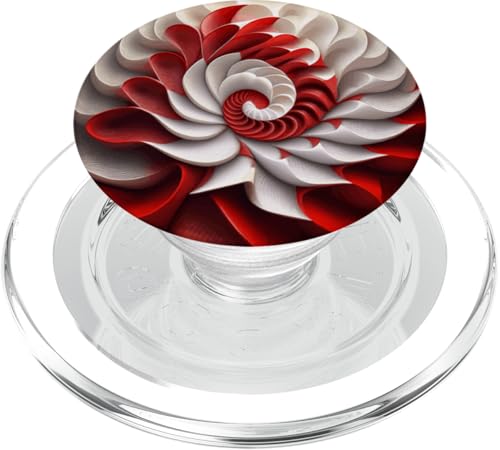 Rote und weiße Fibonacci-Spirale mit Blumenmuster PopSockets PopGrip für MagSafe von vickybragomitchell