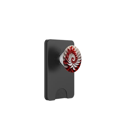Rote und weiße Fibonacci-Spirale mit Blumenmuster PopSockets PopWallet für MagSafe von vickybragomitchell