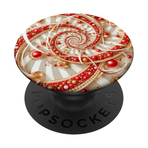Rotes Weißgold Fibonacci Spirale PopSockets Klebender PopGrip von vickybragomitchell