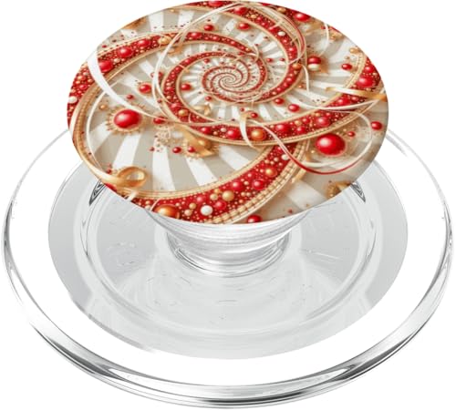 Rotes Weißgold Fibonacci Spirale PopSockets PopGrip für MagSafe von vickybragomitchell