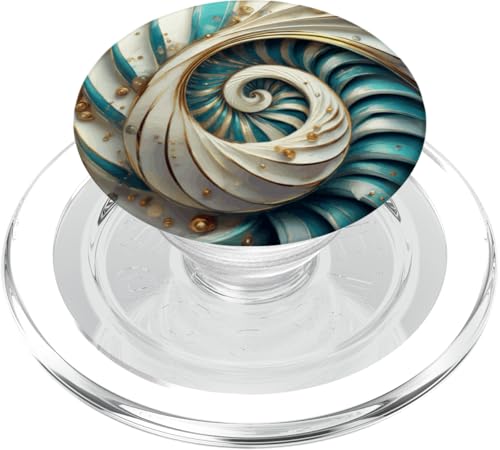 Türkis Gold Weiß Fibonacci Spirale PopSockets PopGrip für MagSafe von vickybragomitchell