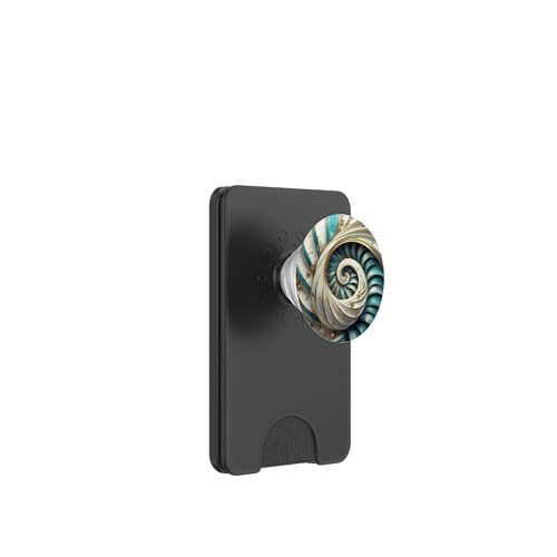 Türkis Gold Weiß Fibonacci Spirale PopSockets PopWallet für MagSafe von vickybragomitchell