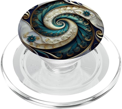 Türkis Weißgold Fibonacci Spirale PopSockets PopGrip für MagSafe von vickybragomitchell