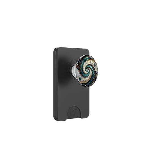 Türkis Weißgold Fibonacci Spirale PopSockets PopWallet für MagSafe von vickybragomitchell