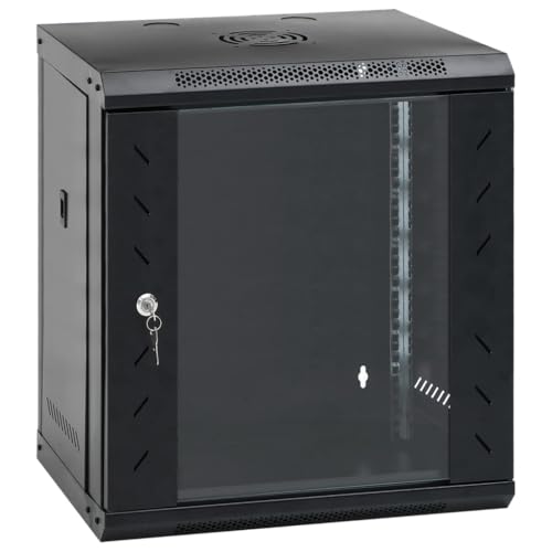 vidaXL 12U Wand Netzwerkschrank, Serverschrank Wandmontage, 19" Wandgehäuse Rack Server Schrank, Wandschrank Datenschrank Abschließbar, IP20 von vidaXL