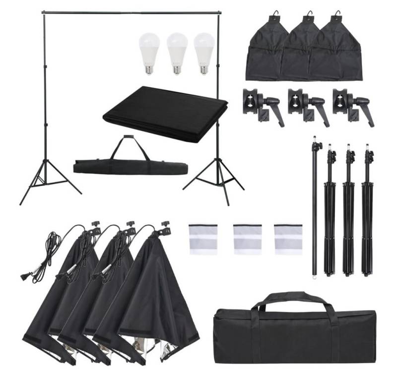 vidaXL Fotohintergrund Fotostudio Set mit Beleuchtung und Hintergrund von vidaXL