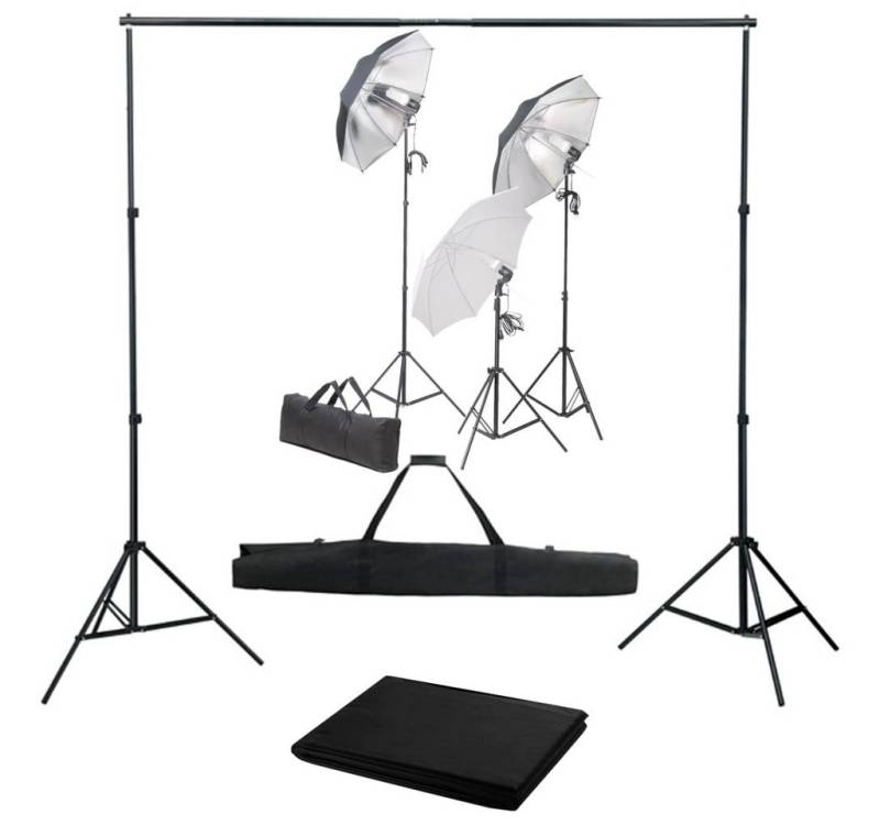 vidaXL Fotohintergrund Fotostudio Set mit Lampen-Set und Hintergrund von vidaXL