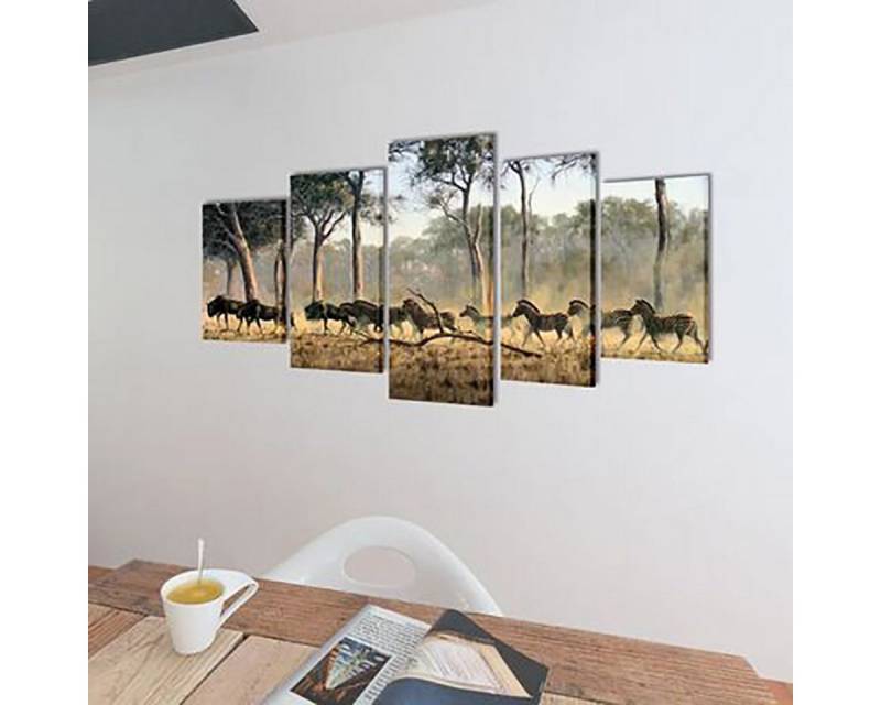 vidaXL Fotohintergrund Leinwandbilder Set Zebras 100 x 50 cm von vidaXL
