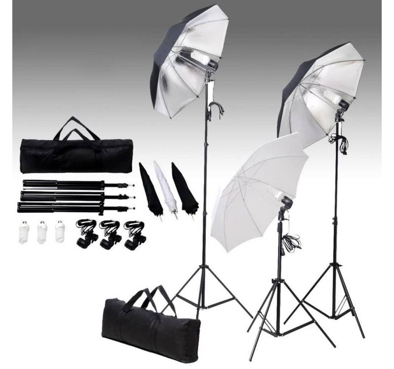 vidaXL Fotohintergrund Studiobeleuchtung-Set 24 Watt Stative Schirme von vidaXL