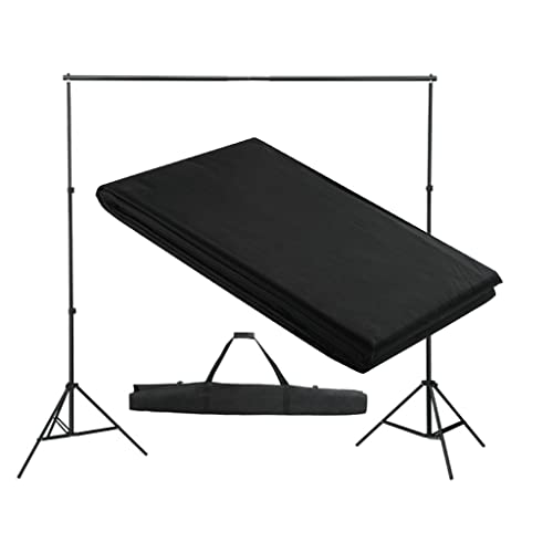 vidaXL Fotostudio Set 3x3 m Schwarz Hintergrundsystem Fotografie Hintergrund von vidaXL