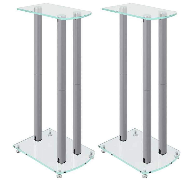 vidaXL Lautsprecherständer Lautsprecher-Ständer 2 Stk. Silbern Hartglas 3 Säulen von vidaXL