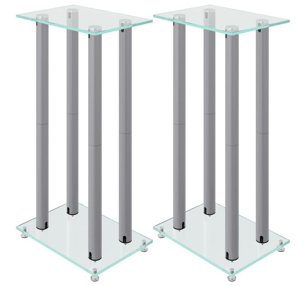 vidaXL Lautsprecher-Ständer 2 Stk. Silbern Hartglas 4 Säulen Lautsprecherständer von vidaXL