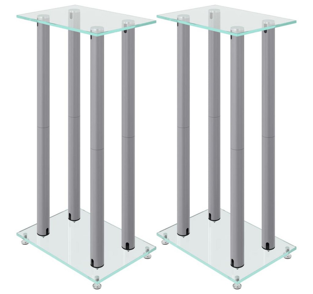 vidaXL Lautsprecherständer Lautsprecher-Ständer 2 Stk. Silbern Hartglas 4 Säulen vidaXL Lautsprecherständer Lautsprecher-Ständer 2 Stk. Silbern Hartglas 4 Säulen von vidaXL