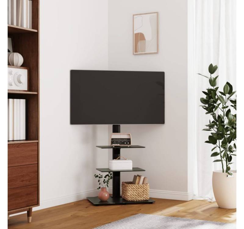 vidaXL Monitor-Halterung, (TV-Eckständer mit 3 Ablagen für 32-65 Zoll Schwarz) von vidaXL