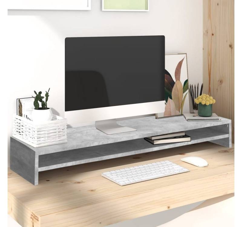 vidaXL Monitorständer, (Monitorständer Betongrau 100x24x13 cm Holzwerkstoff) von vidaXL