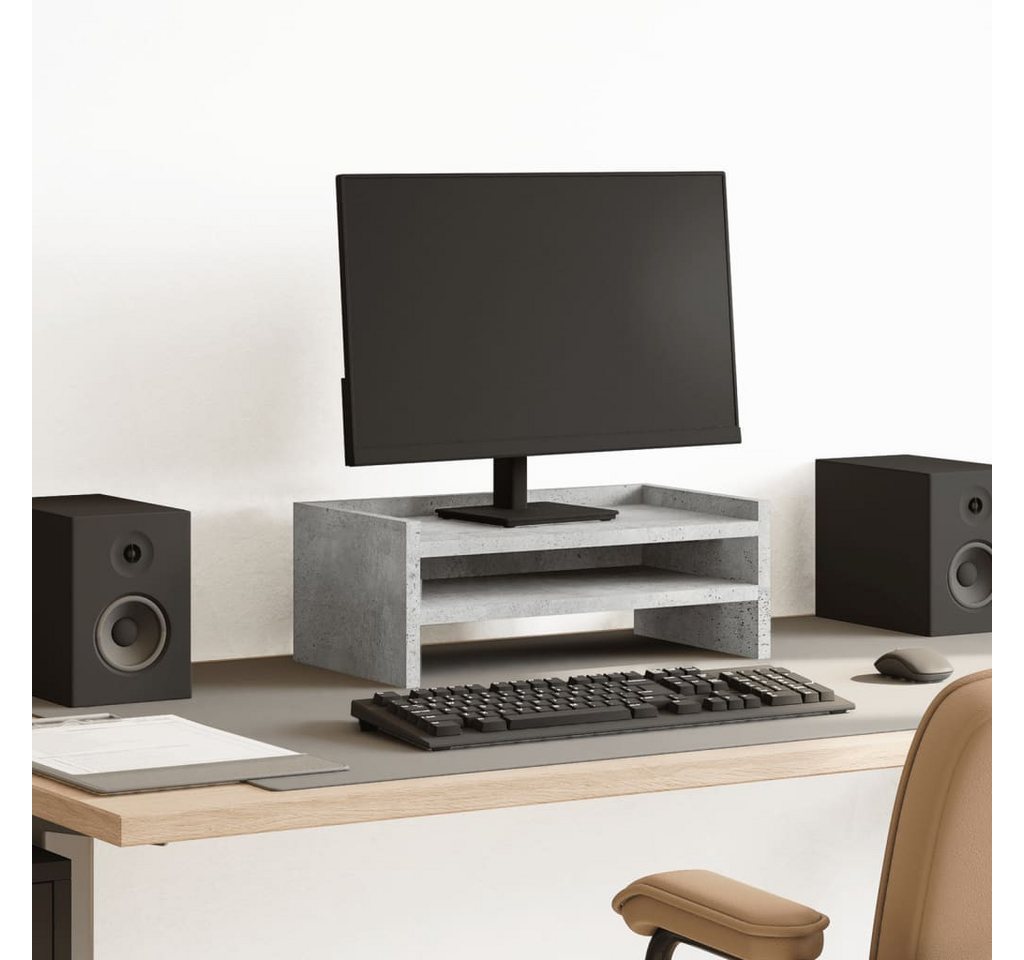 vidaXL Monitorständer, (Monitorständer Betongrau 42x24x16 cm Holzwerkstoff) von vidaXL