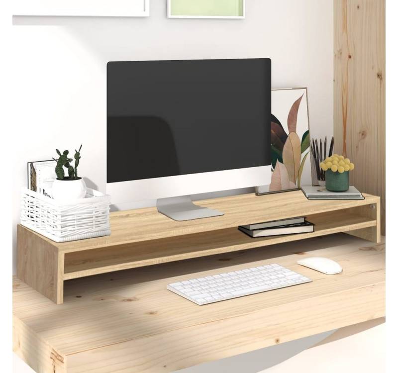 vidaXL Monitorständer, (Monitorständer Sonoma-Eiche 100x24x13 cm Holzwerkstoff) von vidaXL
